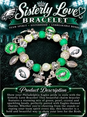 Green and Silver Charm Bracelet Eagles
